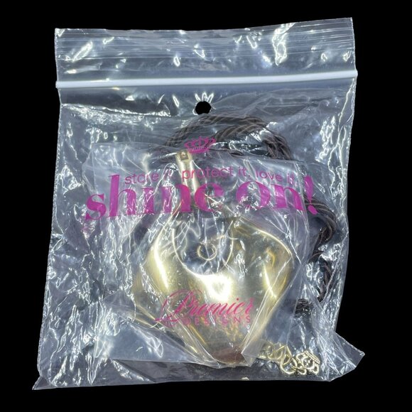 Premier Designs Gold Pendant Necklace Modern Minimalist Y2K Statement Rope Cord - Picture 8 of 10